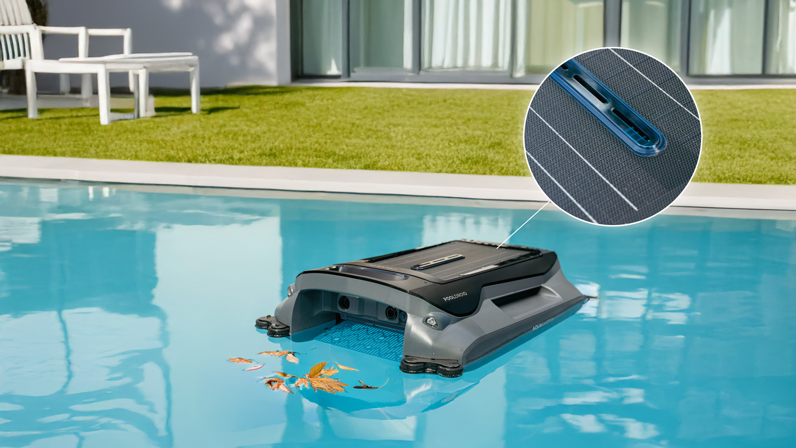 Sensores ultrasónicos. Conga Pooldroid cuenta con dos sensores ultrasónicos que facilitan la navegación del robot por toda la piscina.