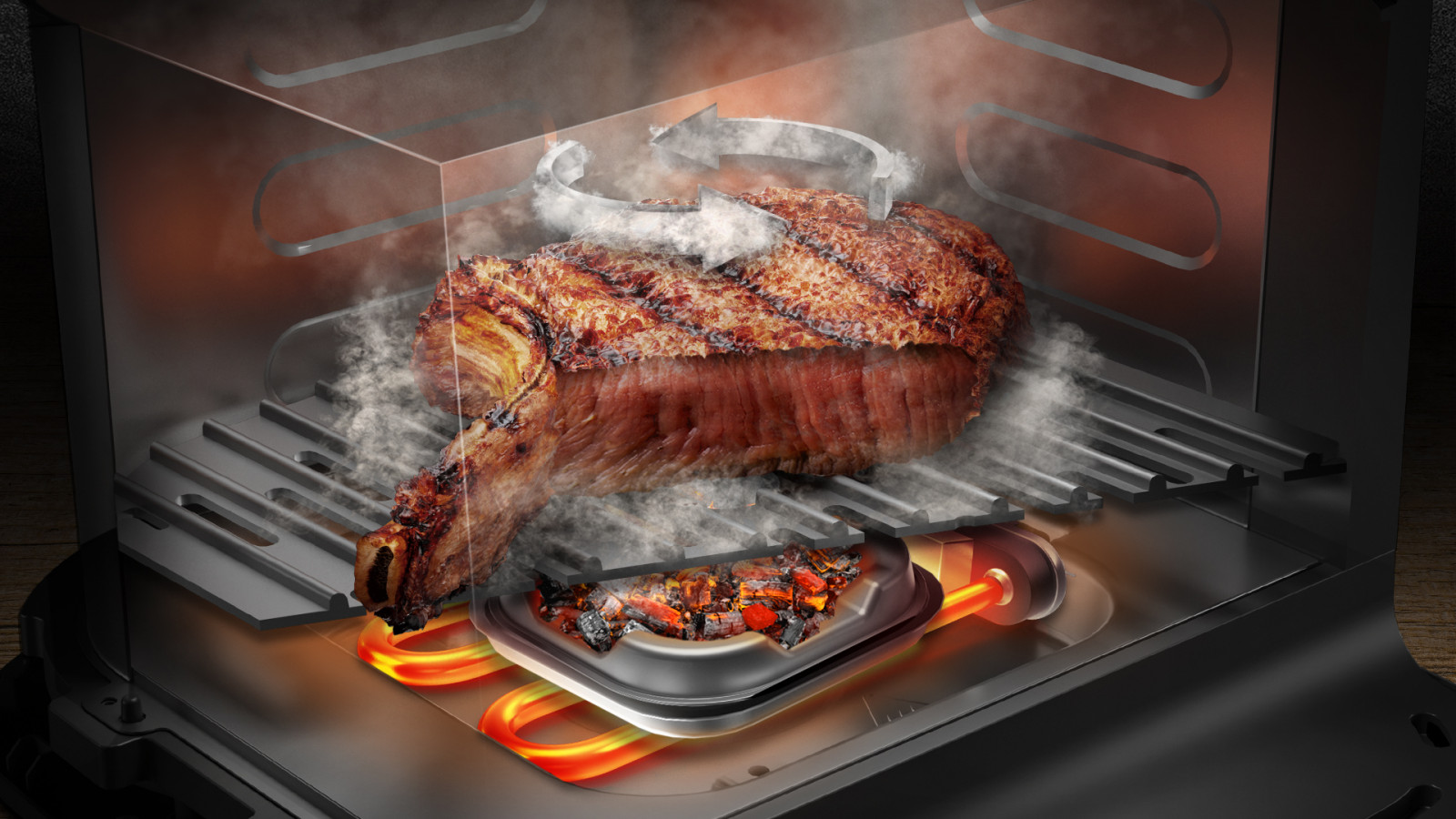 Cocina todo con tu Cecofry gracias a su diseño que incorpora freidora de aire, grill para carne y plancha para prepara pizzas con masas perfectas.
