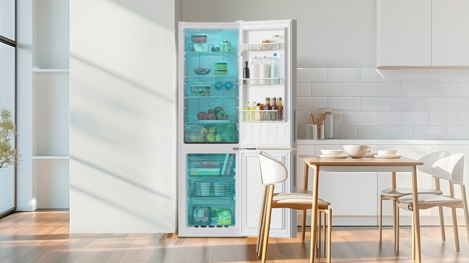 Multi Airflow: temperatura óptima en todo el compartimento que mantiene la vida óptima de los alimentos por un mayor periodo de tiempo gracias a la distribución uniforme de aire frío.