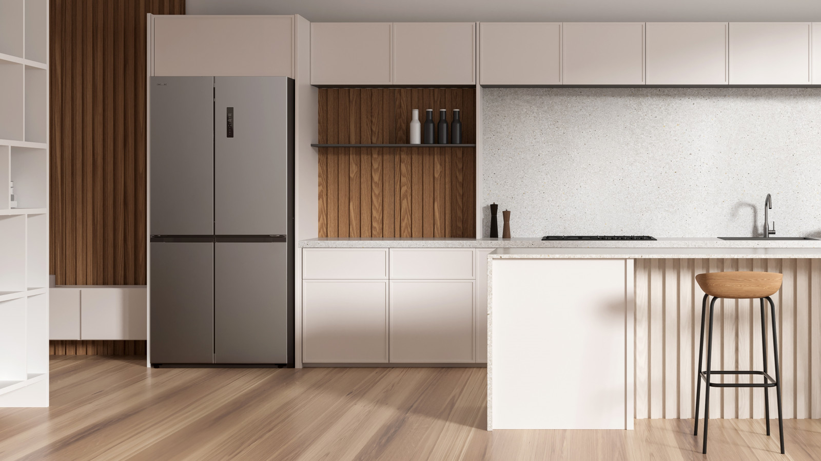 Frigorífico 4 puertas con 436 L de capacidad.
