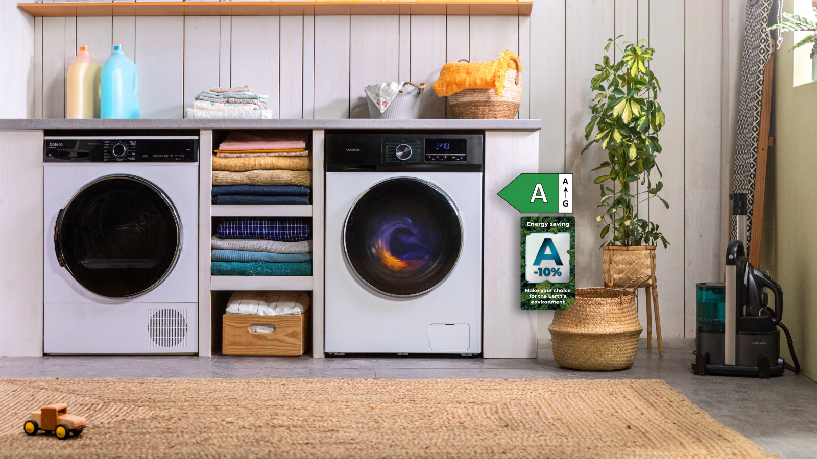 Con una capacidad de 8 kg, esta lavadora es ideal para familias, permitiendo lavar una cantidad adecuada de ropa en cada ciclo. Las revoluciones programables ofrecen hasta un máximo de 1400 rpm, adaptándose a tus necesidades específicas para un lavado eficiente.