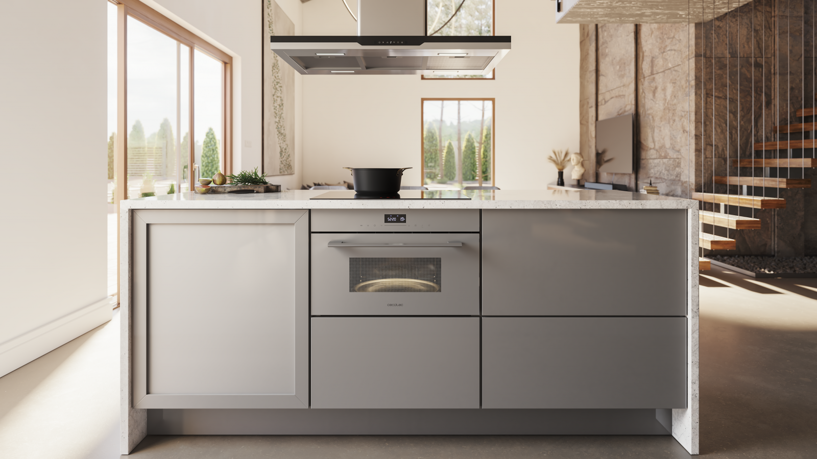 Microondas y grill, todo en uno. Diseño 2 en 1 que combina la versatilidad de un microondas con la potencia de un grill, para que obtengas resultados rápidos y consistentes en cada uso. Prepara recetas a lo grande en una sola tanda gracias a su gran capacidad de 34 L.