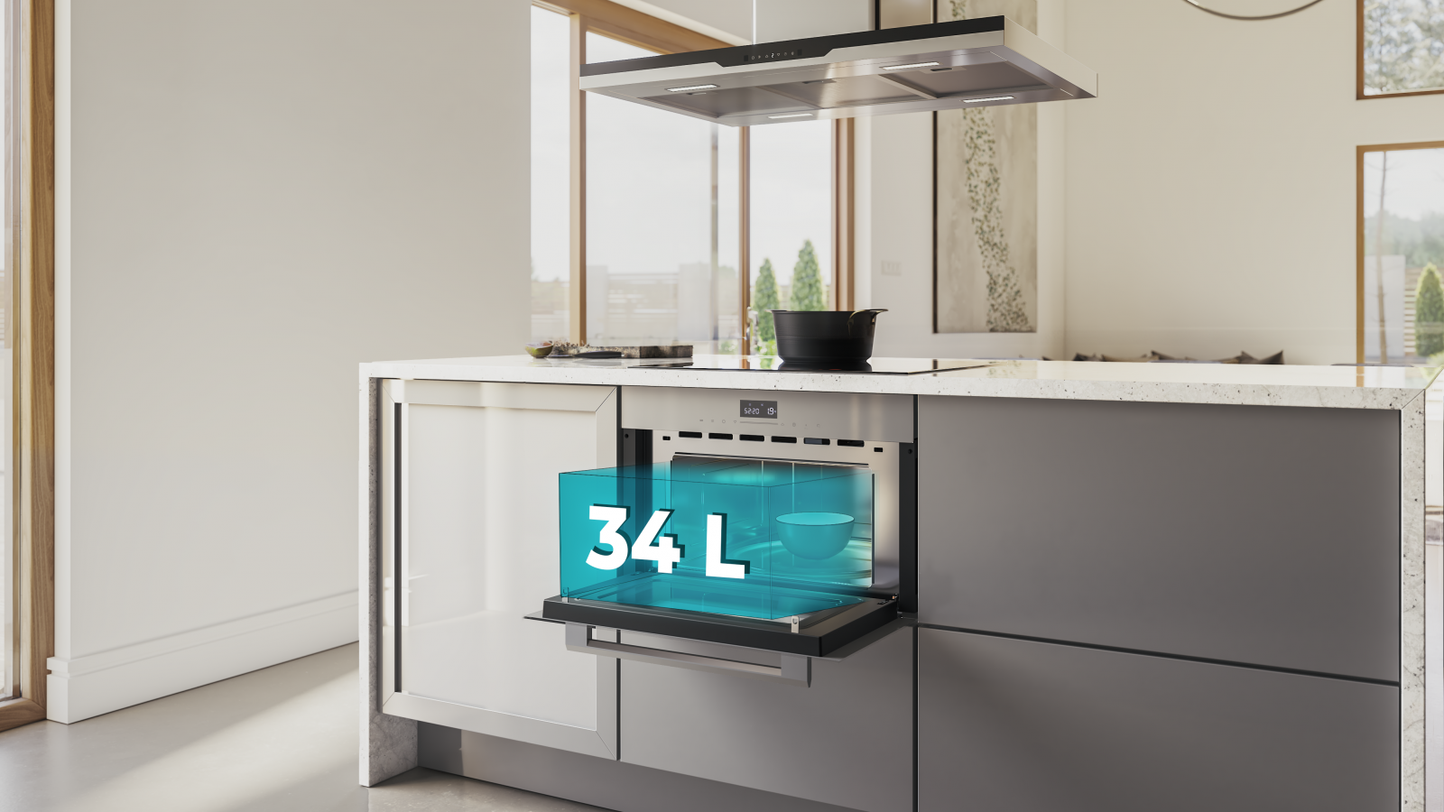Ahorra espacio, gana estilo. Ahorra espacio y gana estilo gracias a su diseño integrable y disfruta del aliado ideal para cocinar, gratinar y calentar con resultados increíbles.