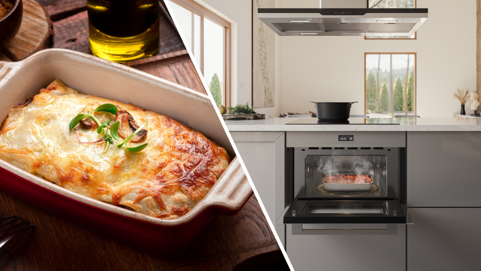 Control fácil y cómodo. Controla todas las funciones desde su panel táctil y consigue recetas perfectas con un solo toque. Menús automáticos para que cocines con un toque. El microondas marca el tiempo y temperatura de forma automática para que puedas cocinar con un solo toque.