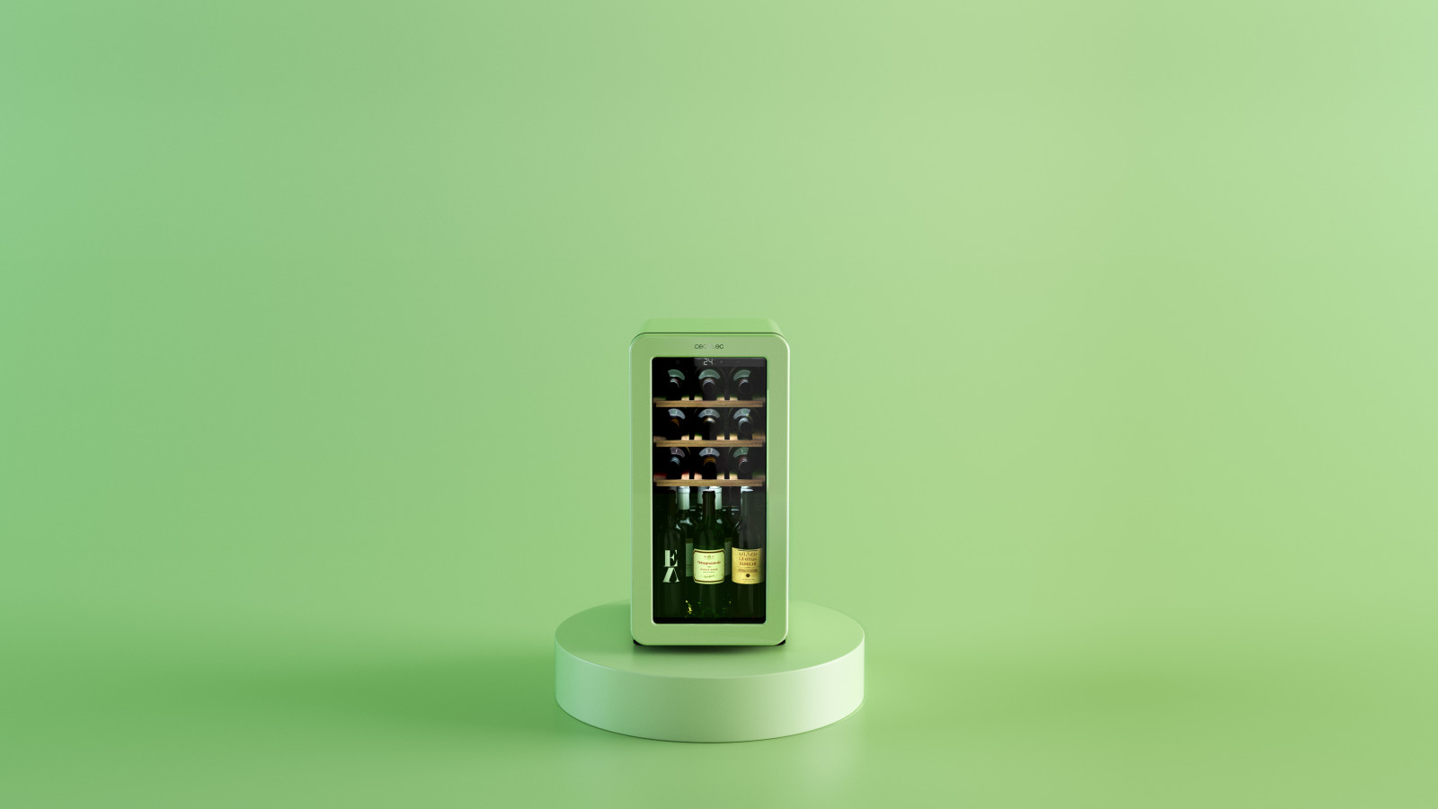 Vinoteca retro con capacidad 18 botellas: gran espacio en tamaño compacto que se adapta a todo tipo de estancias y diseños.