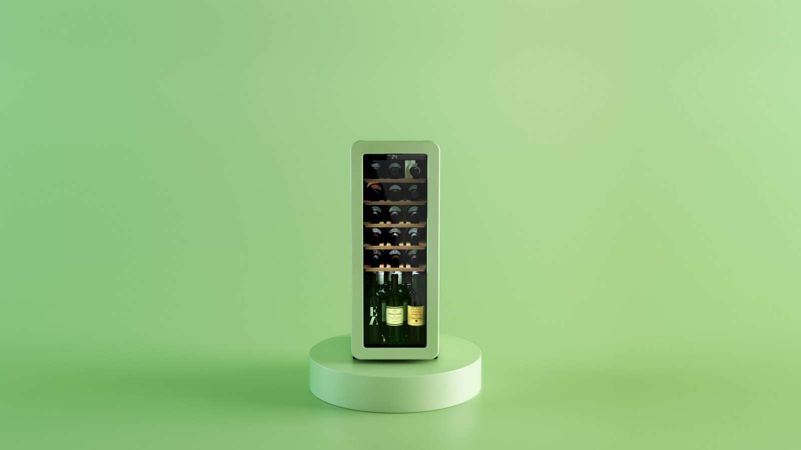 Vinoteca retro con capacidad 24 botellas: gran espacio en tamaño compacto que se adapta a todo tipo de estancias y diseños.