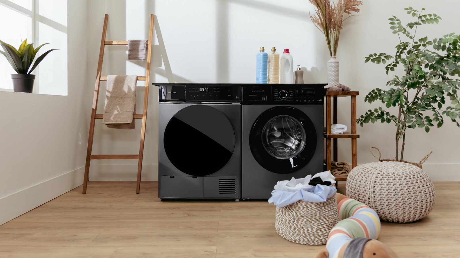 La secadora de bomba de calor con capacidad para 9 kg es perfecta para secar toda tu ropa de una sola vez, ahorrando tiempo y reduciendo el consumo de energía.