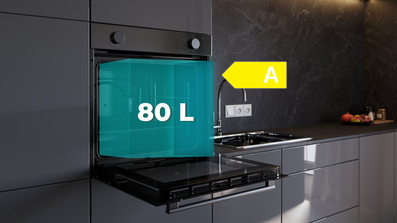 Gran capacidad: cocina para toda la familia con su gran capacidad de 80 litros y 5 posiciones de bandejas gracias a sus rejillas laterales desmontables. 5 funciones: Luz interior, Calor Superior, Stean Assist/Steam EasyClean, Convencional, Modo Eco.