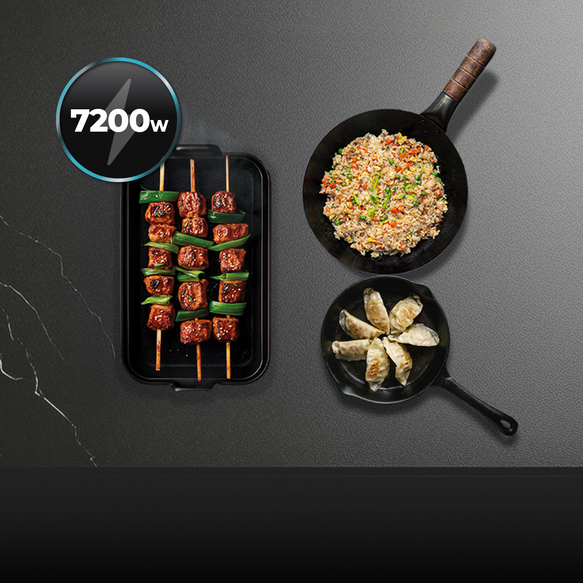 Potencia y Versatilidad a tu Alcance. Con 7200W de potencia y un mando de control alambrico con Slider, esta placa te ofrece la flexibilidad que necesitas. Coloca el control donde te sea más cómodo y cocina con precisión.