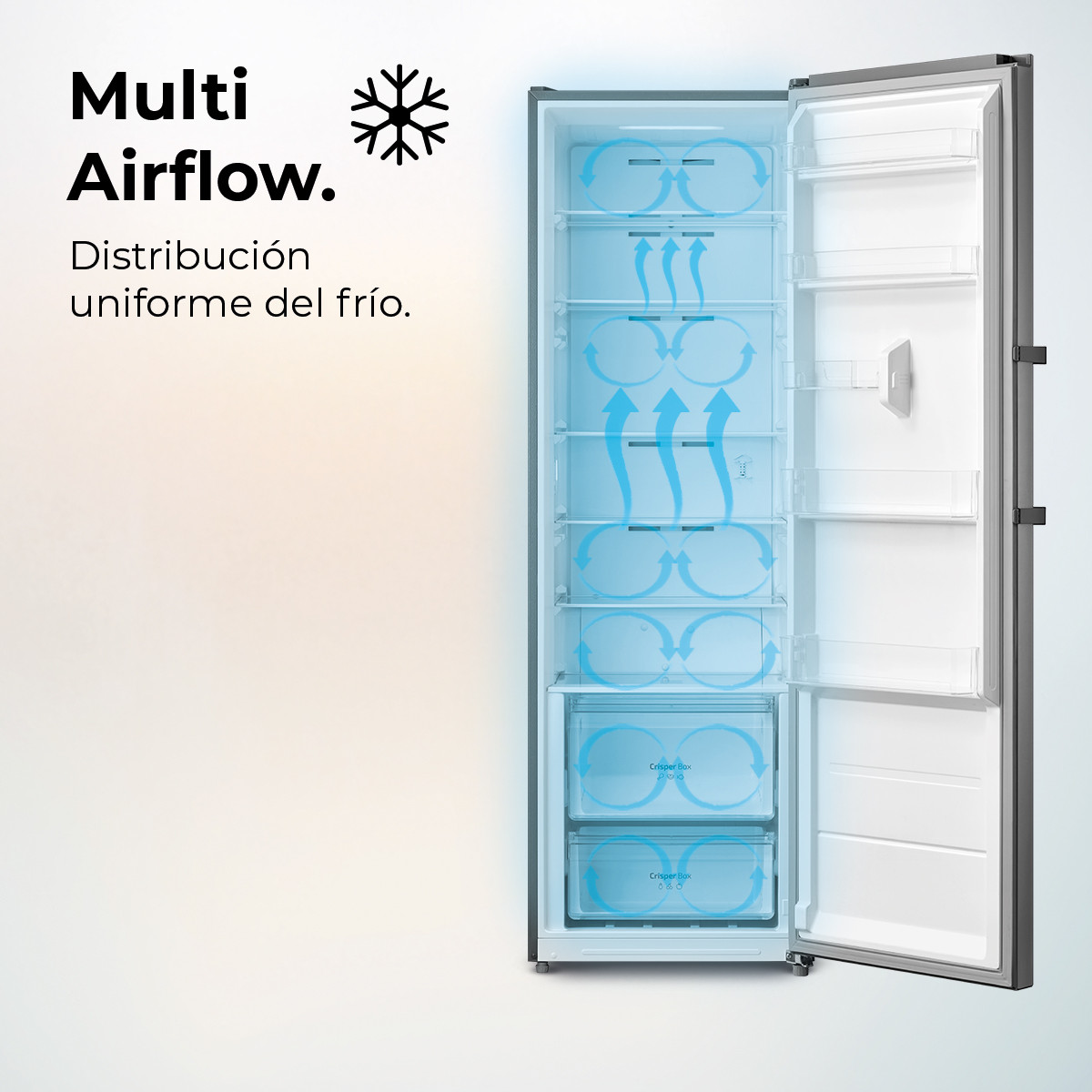 Temperatura a medida. Adapta la temperatura en función de los alimentos que tengas que guardar. Crisper Box. Frutas y verduras siempre frescas. Con su cajón especial para productos frescos tus frutas y verduras se conservarán mejor durante más tiempo.