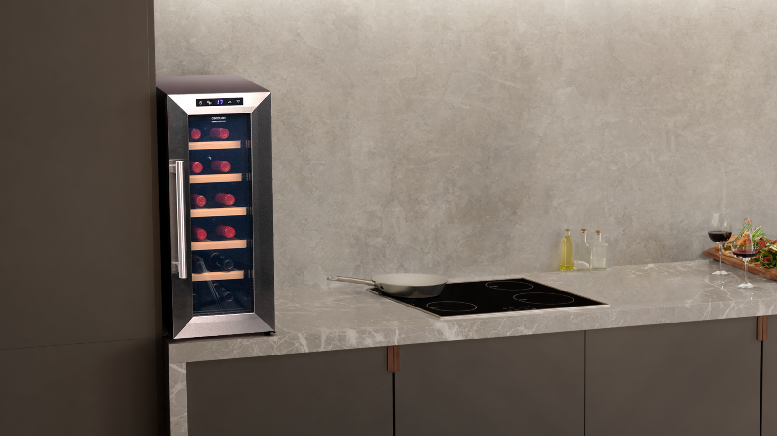 Gran capacidad: guarda tus vinos en su espacio interior ideal para 12 botellas. Enfriamiento termoeléctrico: vinoteca de bajo nivel sonoro y alto rendimiento. Enfría mejor y más rápido, y no te preocupes por ruidos molestos.