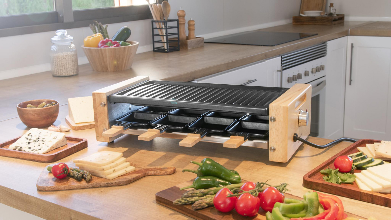 Raclette para hasta 8 personas.