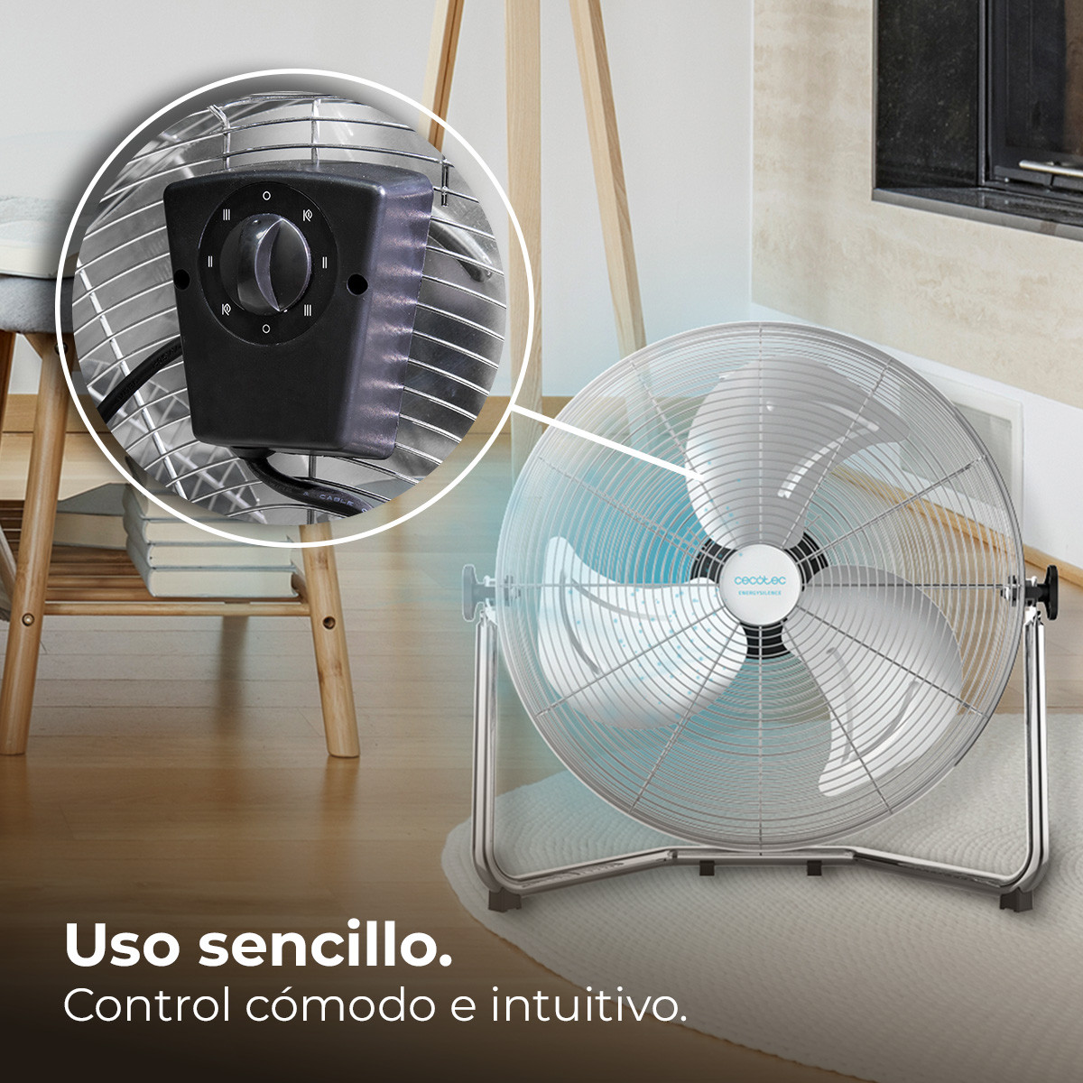3 velocidades de funcionamiento (Eco, Normal y Turbo) para adecuar la intensidad del caudal de aire a tus necesidades. Sistema de seguridad: rejilla de seguridad y base de gran estabilidad.