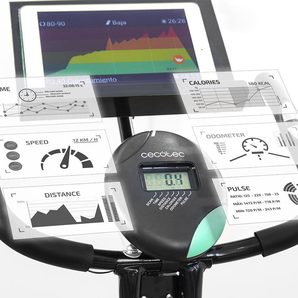 Fácil montaje. Peso máximo: 100 kg. Volante de inercia 2,5 kg.