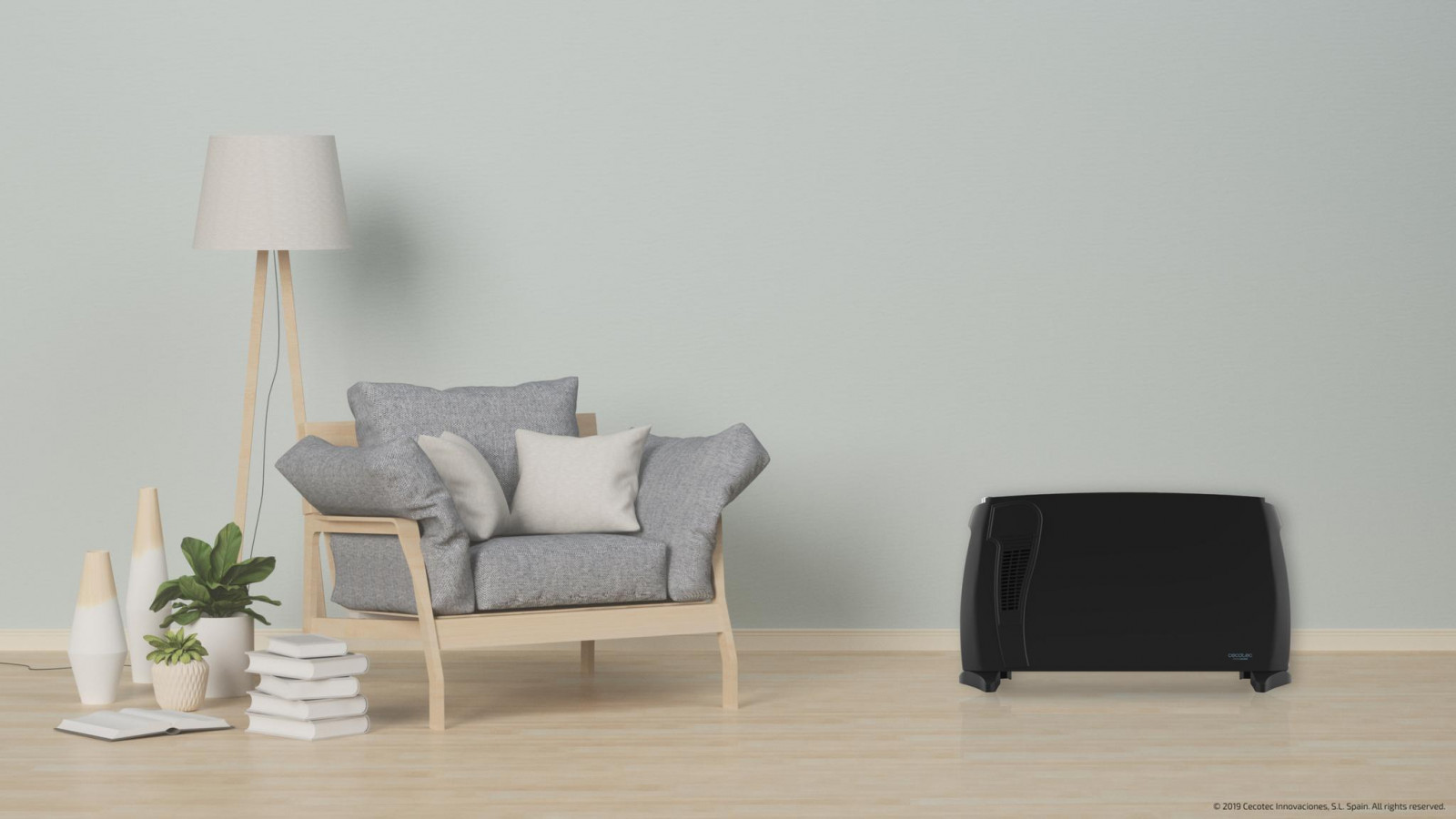 Convector con 2000 W de potencia capaz de conseguir un ambiente más cálido en la estancia en la cual sea ubicado. Su área de cobertura es de hasta 20 m2, equivalentes a un volumen de hasta 50 m3. Uso idóneo para salas de estar, habitaciones, baños…