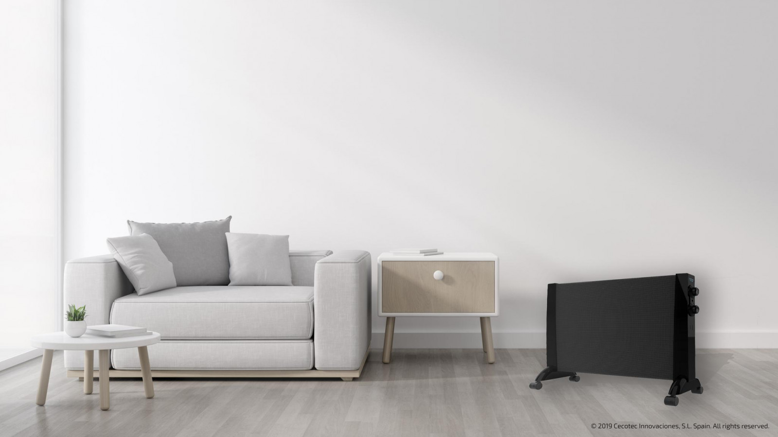 Placa radiante de mica mecánica con una potencia de 2400 W. Protección sobrecalentamiento Overprotect System, sistema AutoOff en el que cuando se sobrecalienta se detiene automáticamente para evitar daños danto en el propio calefactor como en la estancia.