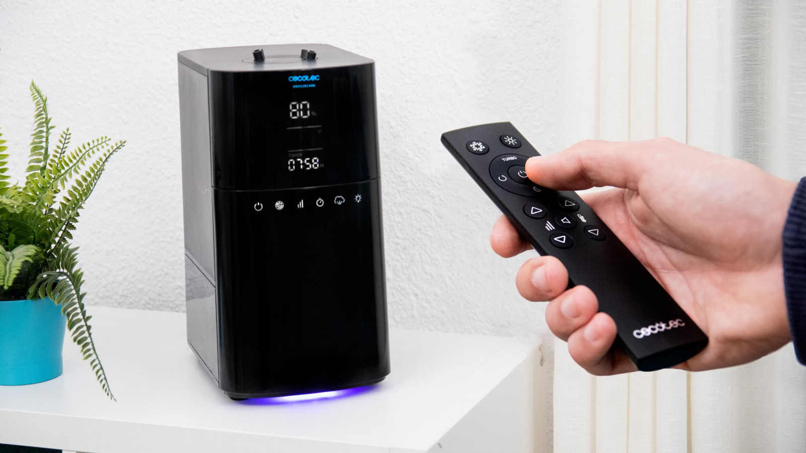 Control táctil de todas las funciones del humidificador, lo que facilita y agiliza la configuración de sus funciones suponiendo una agradable experiencia de uso.