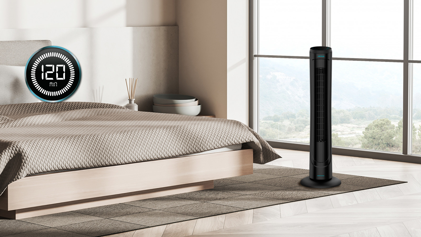 Cómodo control gracias a su mando a distancia y su indicador LED de función, el cual mostrará la configuración seleccionada.Gracias a su asa puede ser transportado cómodamente por las estancias del hogar