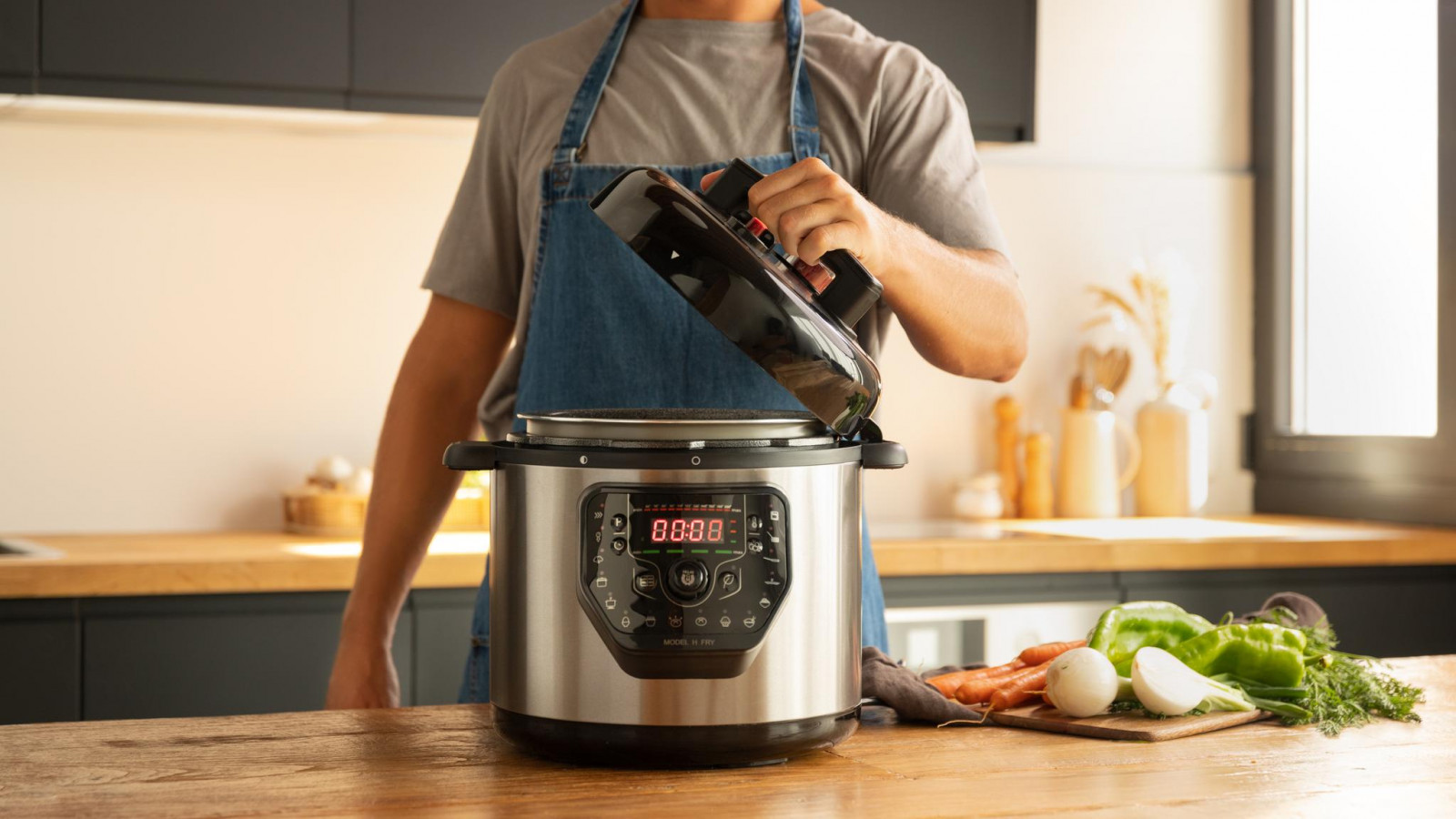 Gracias a su tapa abatible podrás remover y servir evitando manchas en la cocina.