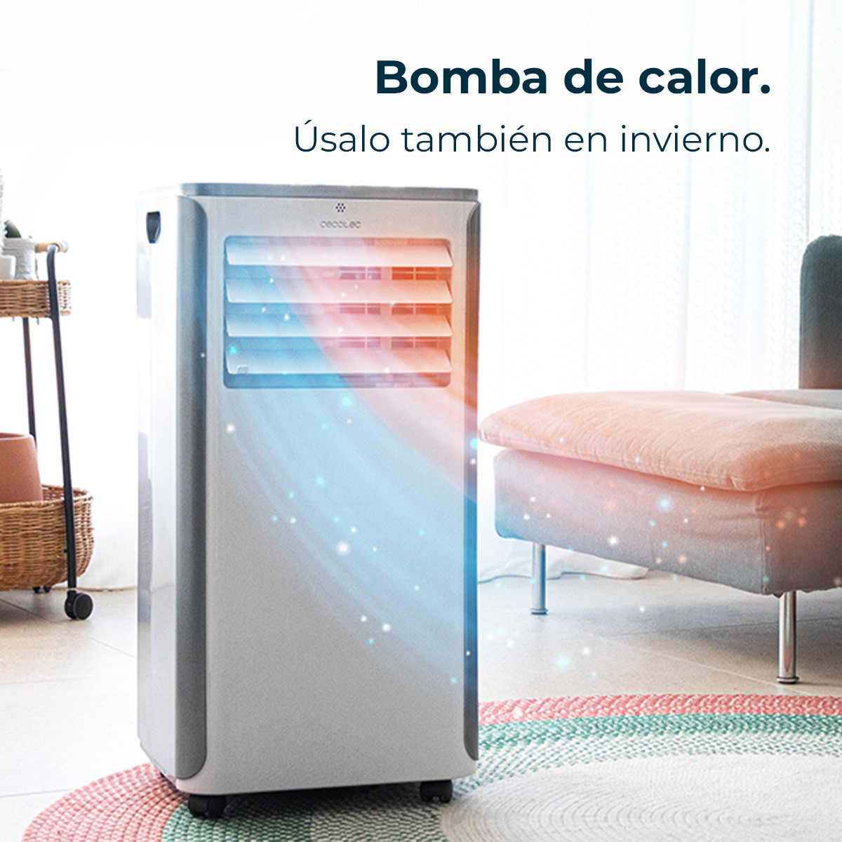 El aire acondicionado cuenta con 5 modos de funcionamiento: modo ventilador, modo refrigeración, modo calefacción, modo deshumidificación y modo noche. Las 2 velocidades del aire acondicionado permiten adaptar su funcionamiento según la necesidad en cada momento, desde baja hasta alta. Su modo deshumidificación es capaz de captar hasta un máximo de 24 litros al día, lo que conseguirá un ambiente más sano en tu hogar. El temporizador se puede programar un máximo de 24 horas para seleccionar el tiempo de funcionamiento deseado, una vez finalizado se apagará automáticamente.