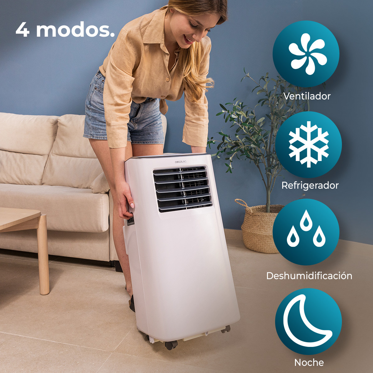 Sus ruedas multidireccionales 360º y sus asas permiten trasladar el aire acondicionado de una estancia a otra de manera sencilla, cómoda y sin apenas esfuerzo. Incluye kit de instalación en ventanas.