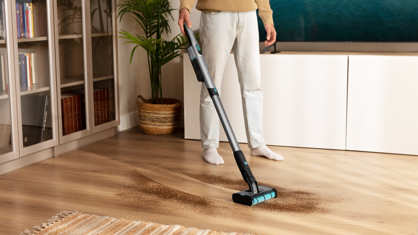 Cabezal motorizado Dual Brush, con cepillo Jalisco y Multifunción, que permite movimientos laterales y circulares para una limpieza 360º.