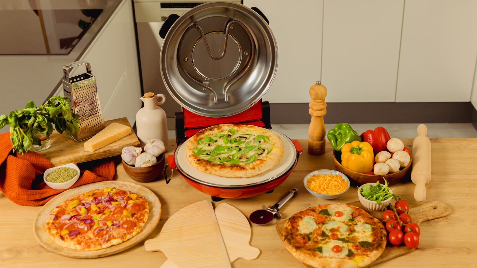 Horno eléctrico para pizzas de 1200 W de potencia para preparar auténticas pizzas.