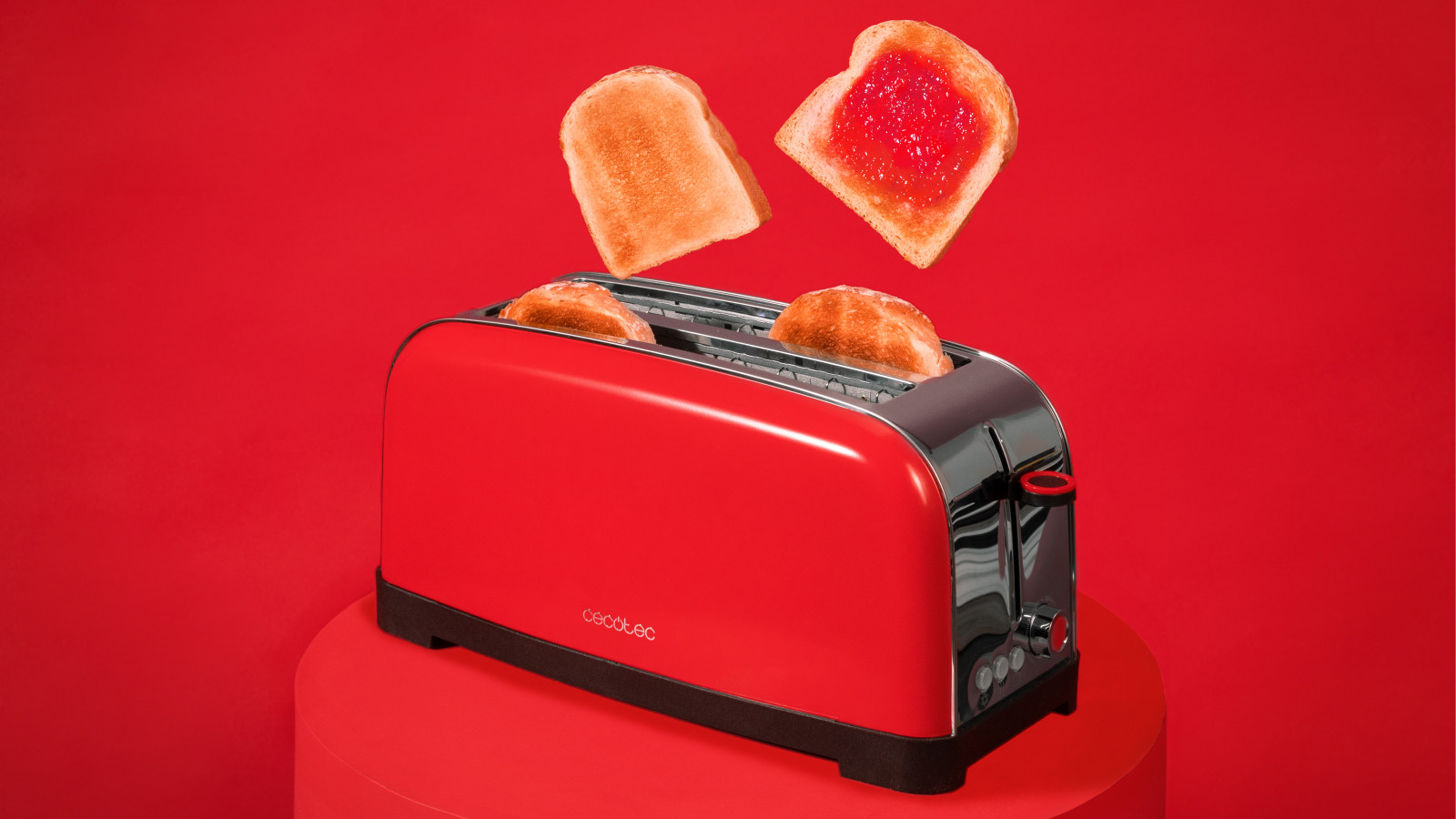 Potente tostador de doble ranura larga con1500 W de potencia y ranura ancha de 3,8 cm para panes gruesos.
