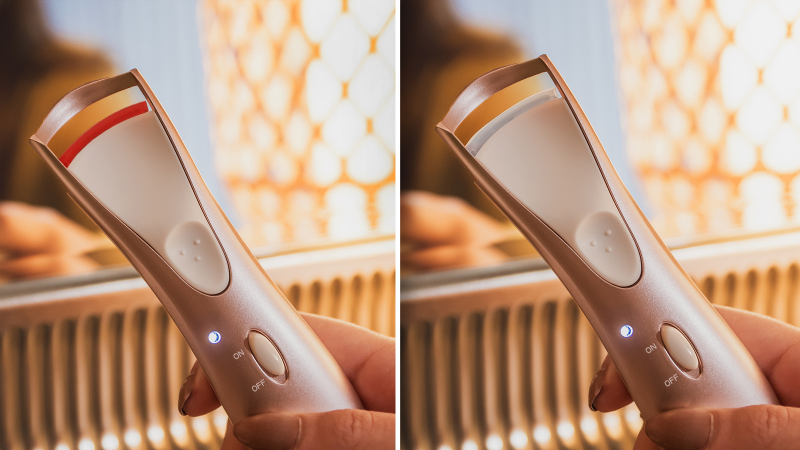 Posee una almohadilla de silicona con sensor de temperatura, la cual cambia automáticamente de color cuando el aparato alcanza la temperatura ideal de rizado.