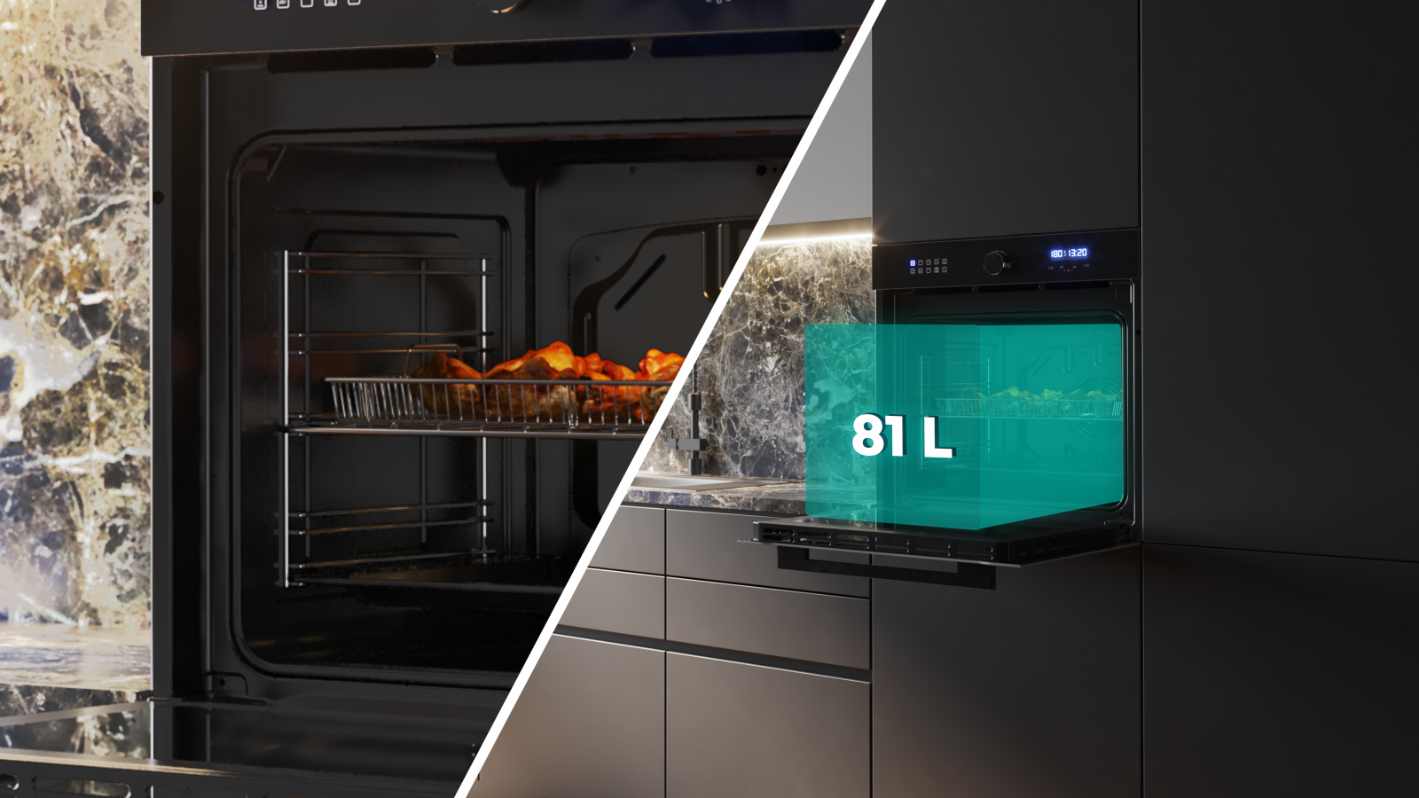 Clase energética A. Zentral Control: simplifica al máximo el uso con un único mando central electrónico. X3 Display: display dividido en 3 zonas donde ver y seleccionar claramente, la temperatura, el tiempo y el modo de cocinado. Guías telescópicas para tener el control total del proceso de cocción de los alimentos.