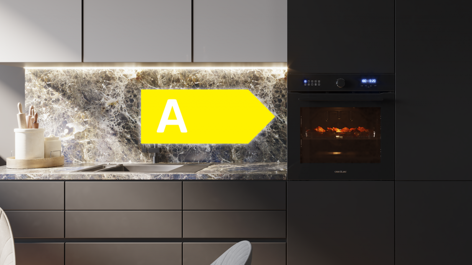 Airfryer Master: la opción más saludable empleando una mínima cantidad de aceite para conseguir el acabado que más te gusta, crujiente por fuera y tierno y jugoso en su interior, gracias al empleo de la convección forzada de aire caliente en toda la cavidad del horno. SS Airfry Basket: cesta de acero para sacar el máximo partido a la función AirFryer Master.