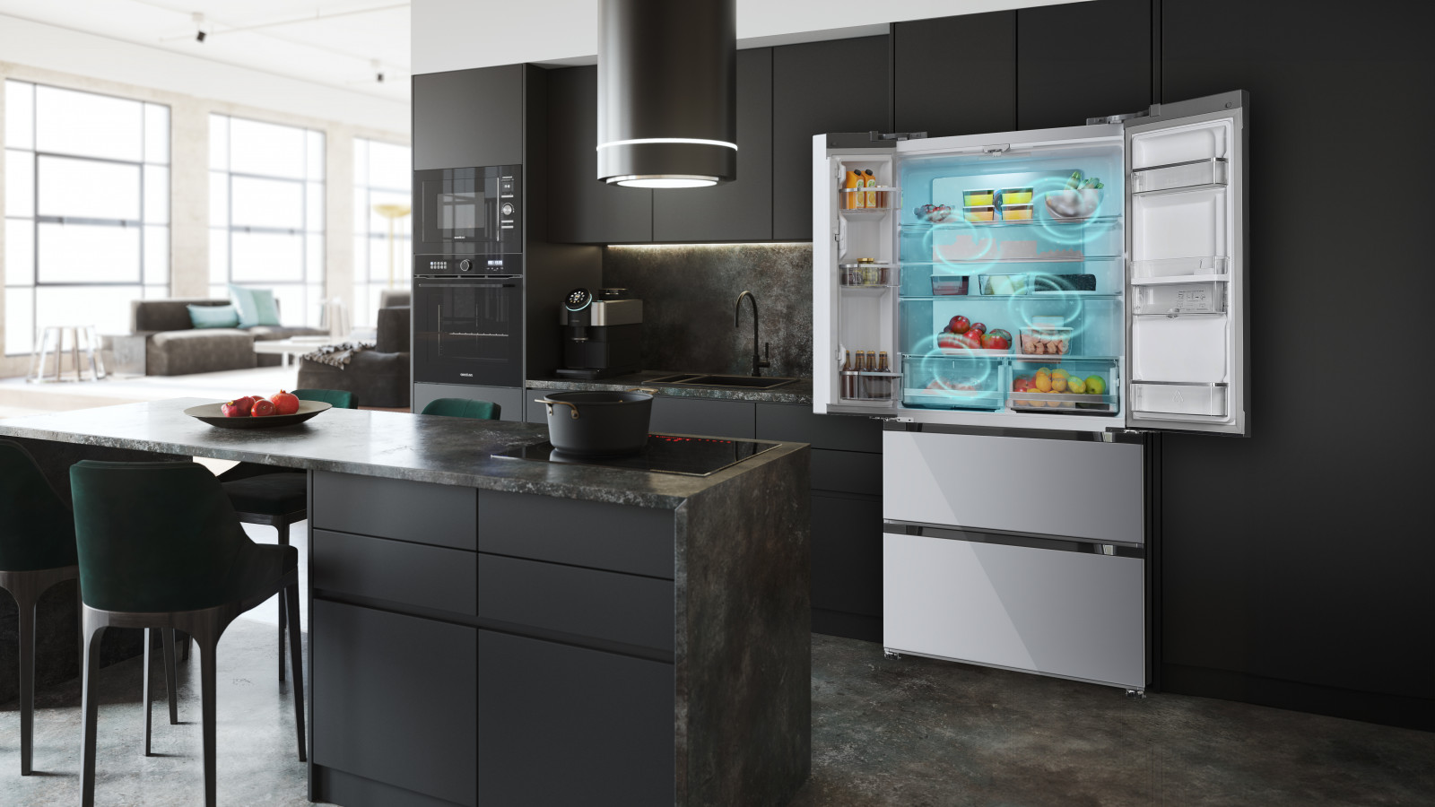 Multi Airflow: temperatura óptima en todo el compartimento que mantiene la vida óptima de los alimentos por un mayor periodo de tiempo gracias a la distribución uniforme de aire frío. Total No Frost: sistema que evita la formación de hielo en los alimentos y frigorífico manteniendo los alimentos y nutrientes durante un mayor periodo de tiempo, gracias a una mejor circulación del aire.
