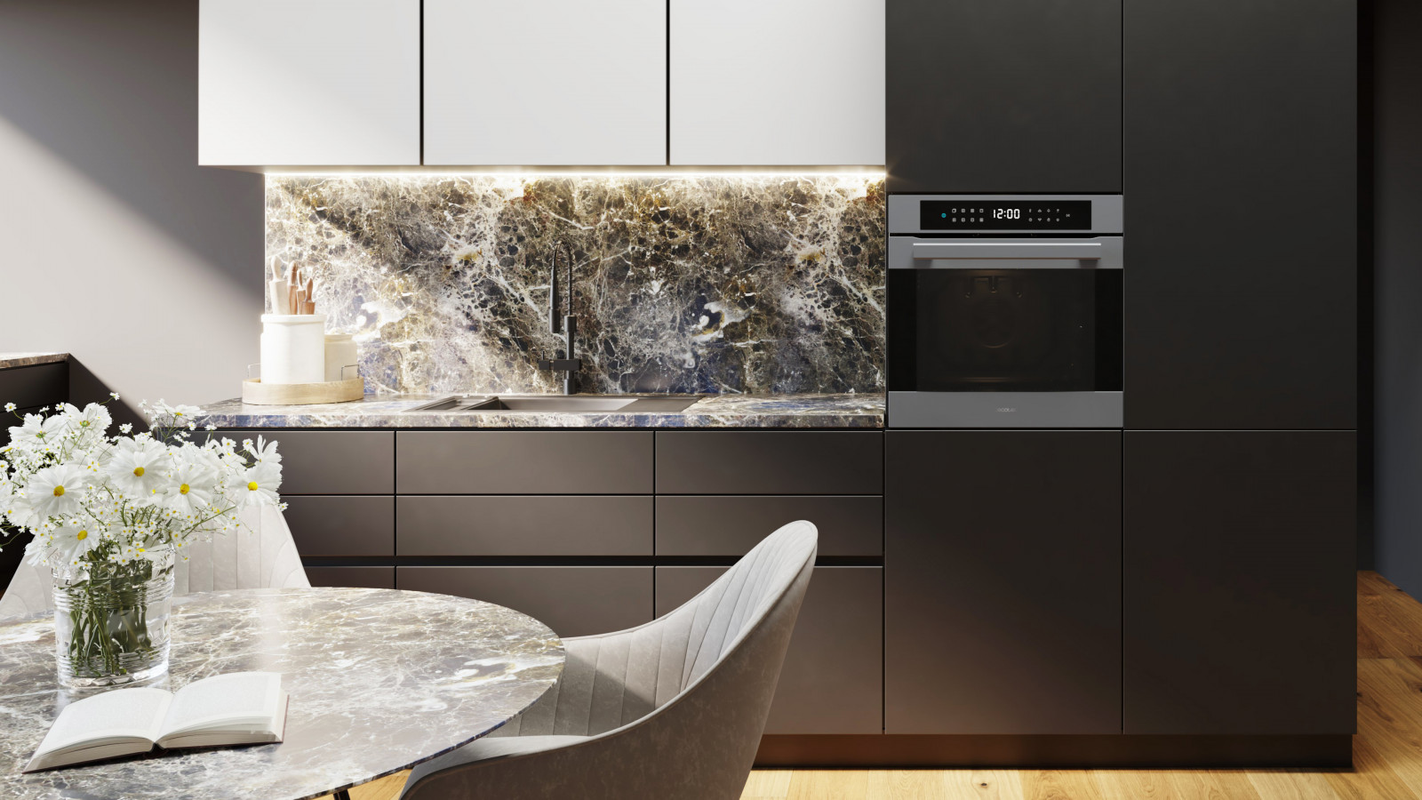 Gran capacidad de 81 L: cocina para toda la familia con su gran capacidad y 5 posiciones de bandejas. Hasta un 25% más de espacio interior. 11 funciones: Convección, Maxi Grill, Fast cooking, Steam Asisst Cooking , Steam EasyClean, Fan Grill, Multicooking, Airfry Master, Pizza Master, 3D Cooking y Defrost.