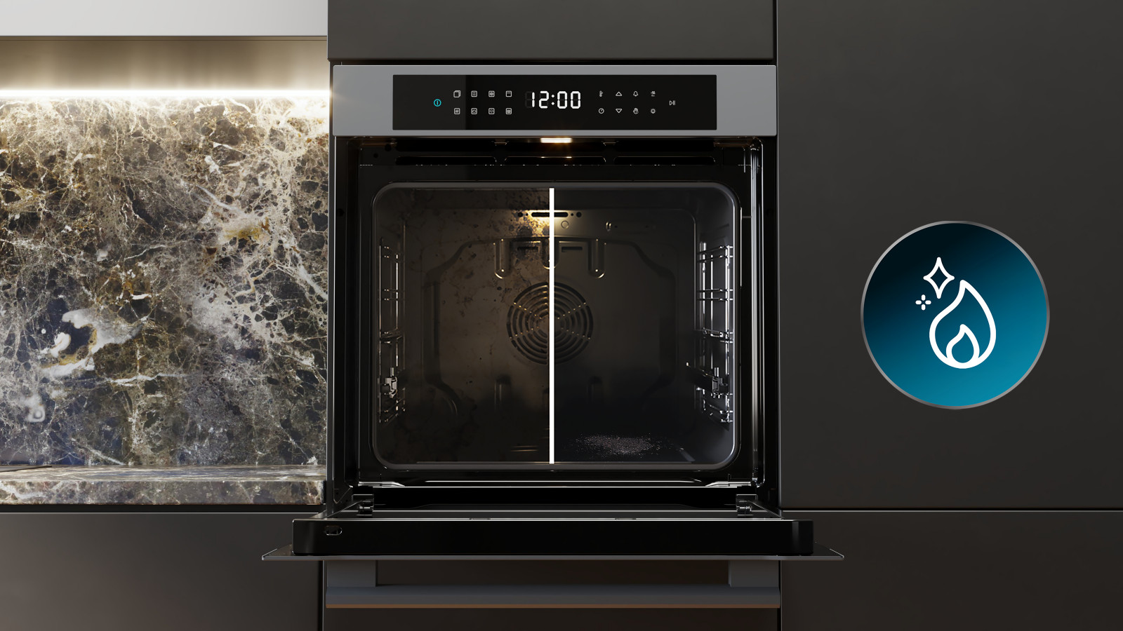 Steam EasyClean: el vapor desincrusta la suciedad y permite una mejor limpieza. Steam Assist: prepara tus platos con esta función, utilizando el horneado junto con el vapor para que tus recetas queden crujientes por fuera y jugosas por dentro.