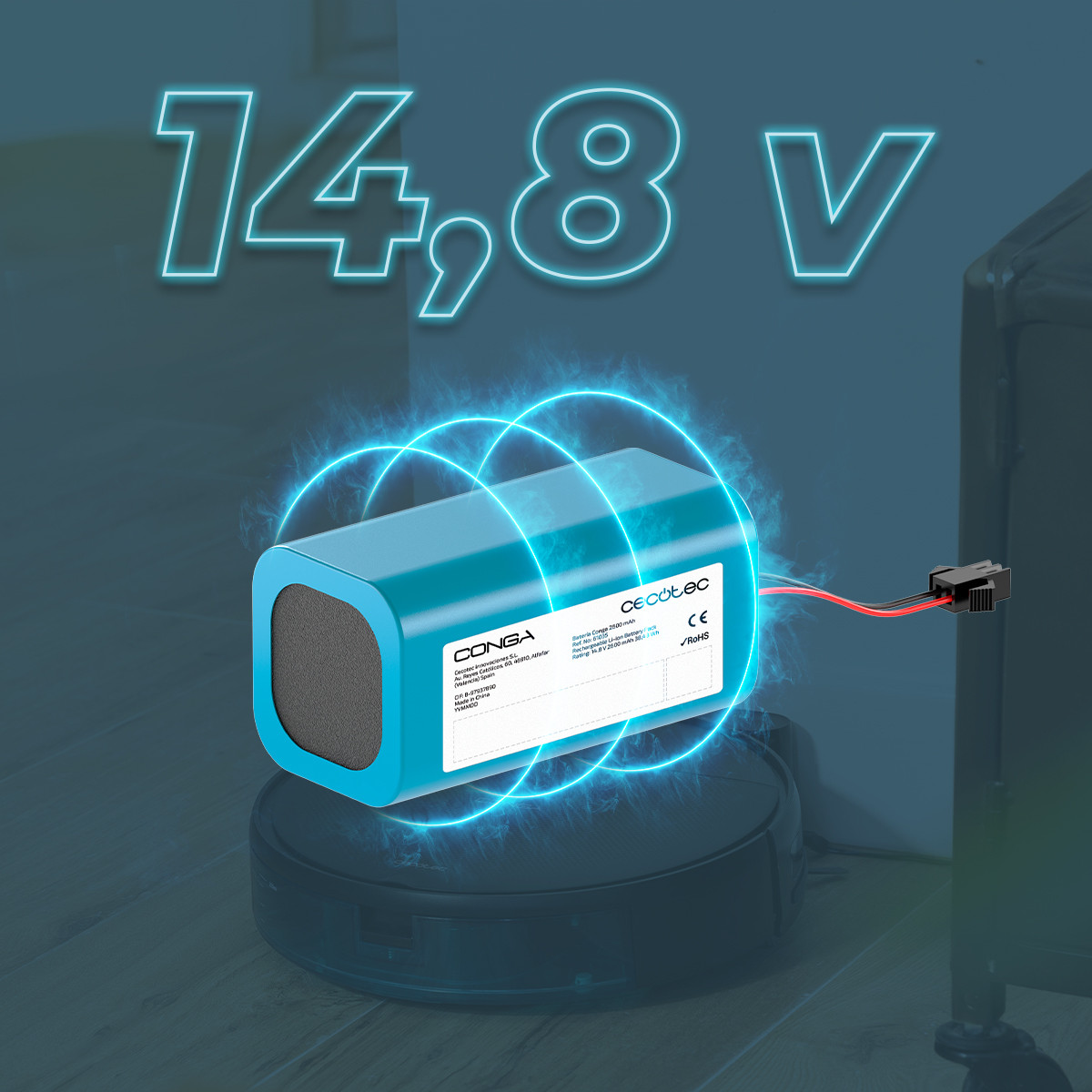 Batería de repuesto oficial Li-ion para robots aspirador Conga.