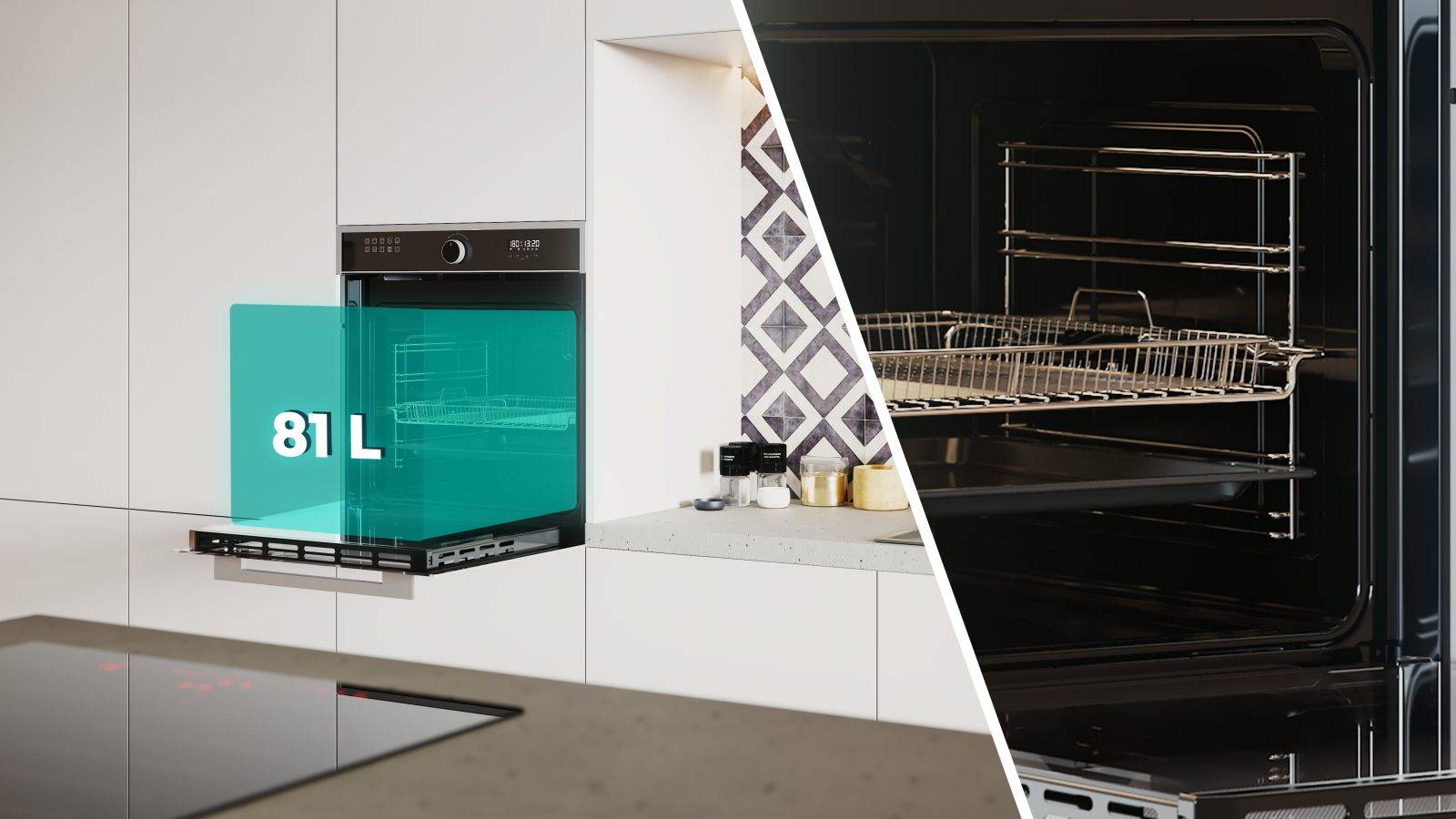 Clase energética A. Zentral Control: simplifica al máximo el uso con un único mando central electrónico. X3 Display: display dividido en 3 zonas donde ver y seleccionar claramente, la temperatura, el tiempo y el modo de cocinado. Guías telescópicas para tener el control total del proceso de cocción de los alimentos.