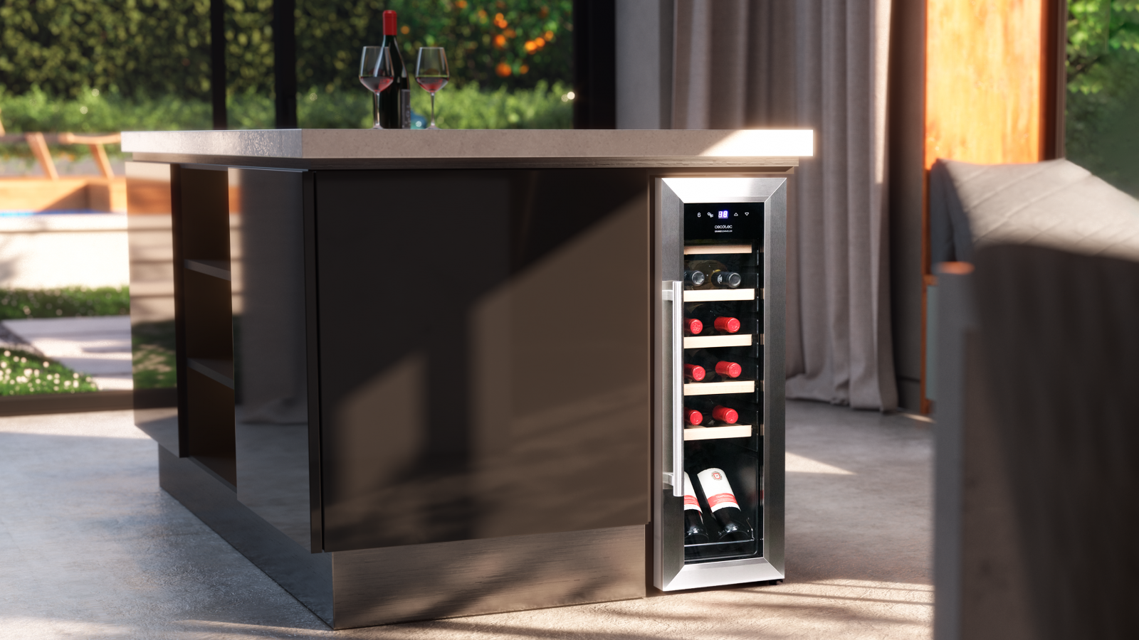 Capacidad de 12 botellas: suficiente para una excelente colección de vinos