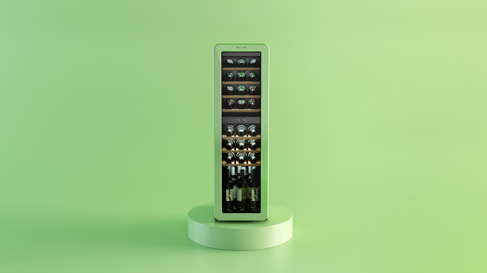 Vinoteca doble zona con capacidad 30 botellas: gran espacio en tamaño compacto que se adapta a todo tipo de estancias y diseños.