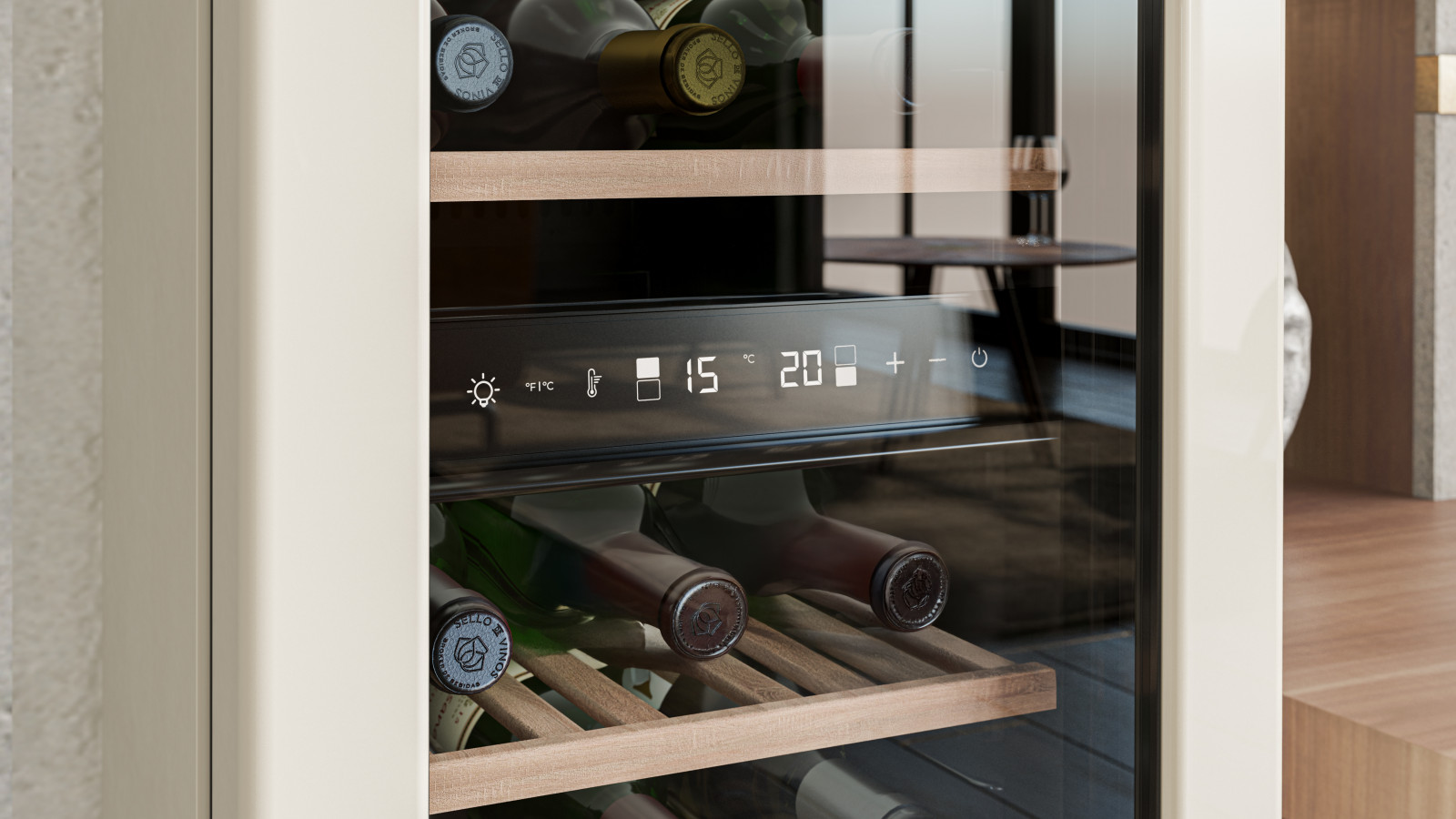Estantes de madera: material natural que también ofrece un toque decorativo.